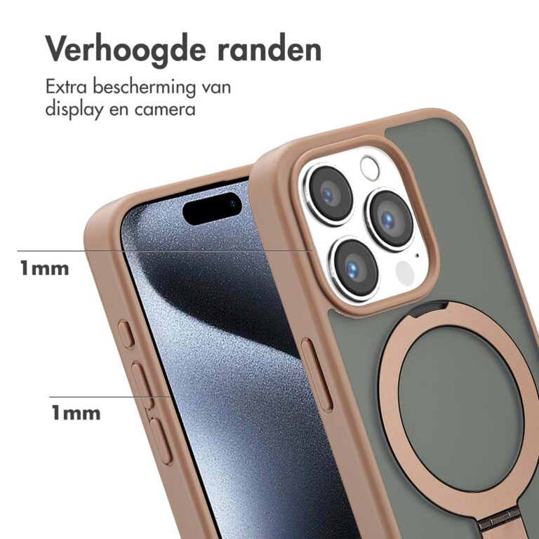 Accezz Ring Stand Backcover met MagSafe Apple iPhone 15 Pro - Brown - Afbeelding 6