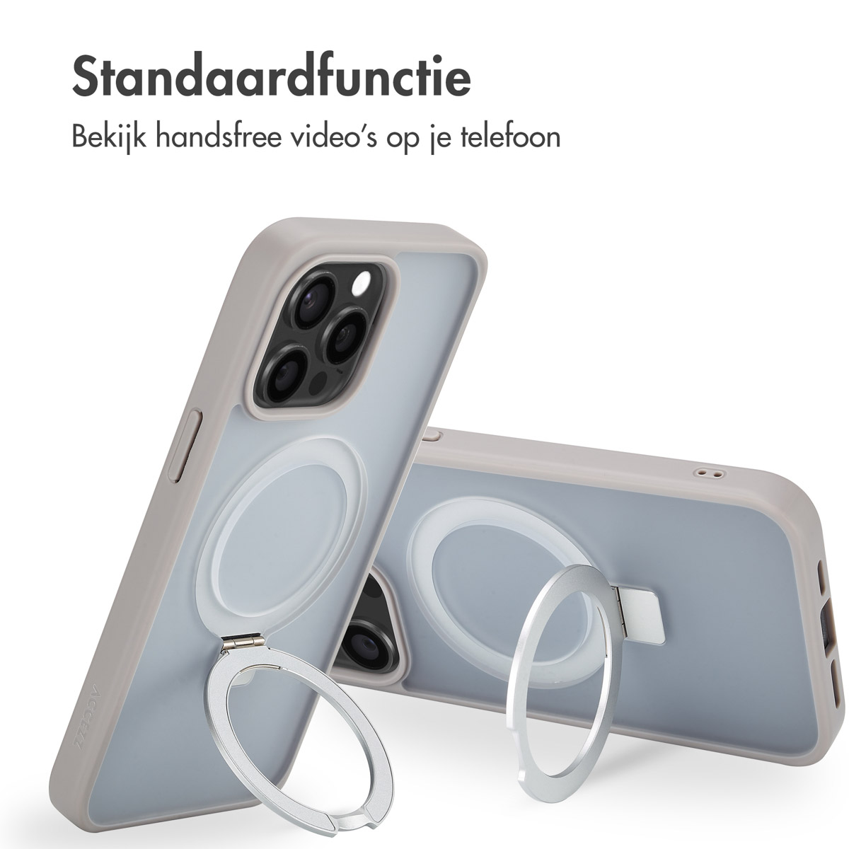 Accezz Ring Stand Backcover met MagSafe Apple iPhone 15 Pro Max - Grijs - Afbeelding 7