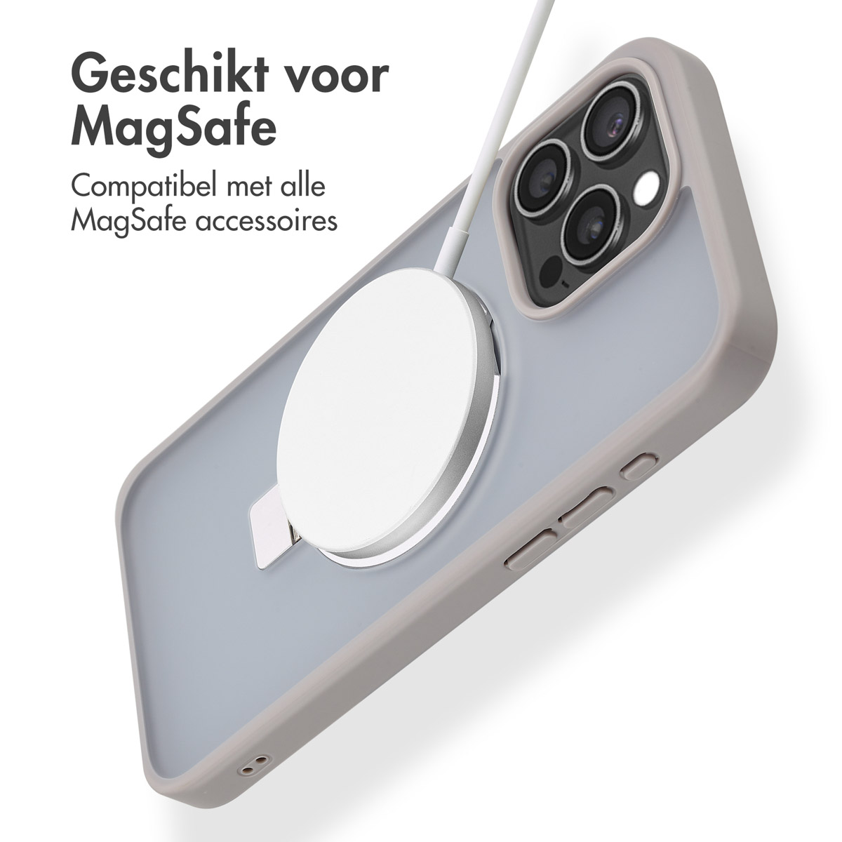 Accezz Ring Stand Backcover met MagSafe Apple iPhone 15 Pro Max - Grijs - Afbeelding 4