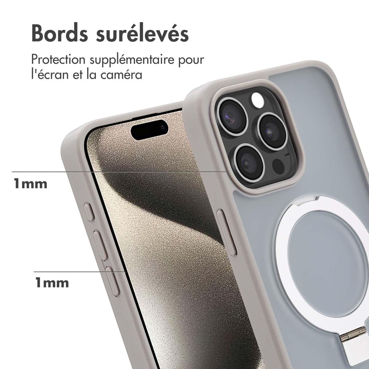 Accezz Ring Stand Backcover met MagSafe Apple iPhone 15 Pro Max - Grijs - Afbeelding 10