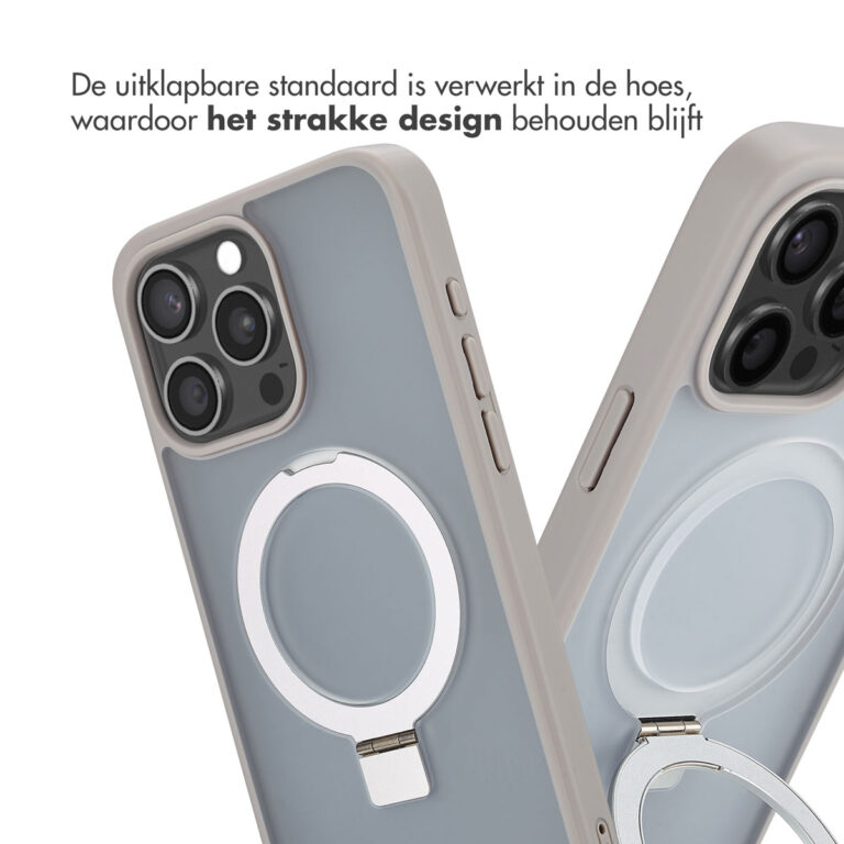 Accezz Ring Stand Backcover met MagSafe Apple iPhone 15 Pro Max - Grey - Afbeelding 5
