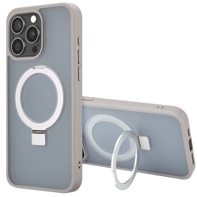 Accezz Ring Stand Backcover met MagSafe Apple iPhone 15 Pro Max - Grey - Afbeelding 4