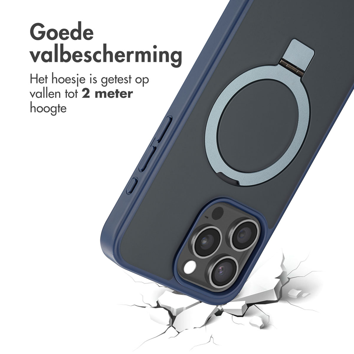 Accezz Ring Stand Backcover met MagSafe Apple iPhone 15 Pro Max - Blauw - Afbeelding 6