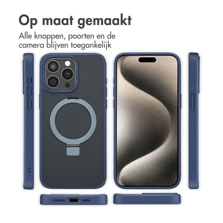 Accezz Ring Stand Backcover met MagSafe Apple iPhone 15 Pro Max - Blue - Afbeelding 8