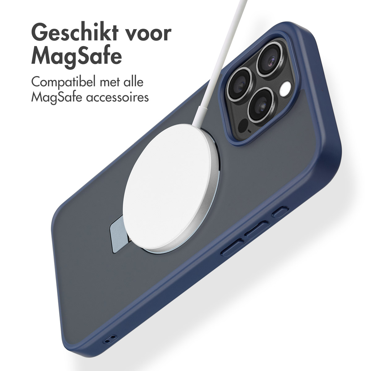 Accezz Ring Stand Backcover met MagSafe Apple iPhone 15 Pro Max - Blauw - Afbeelding 4