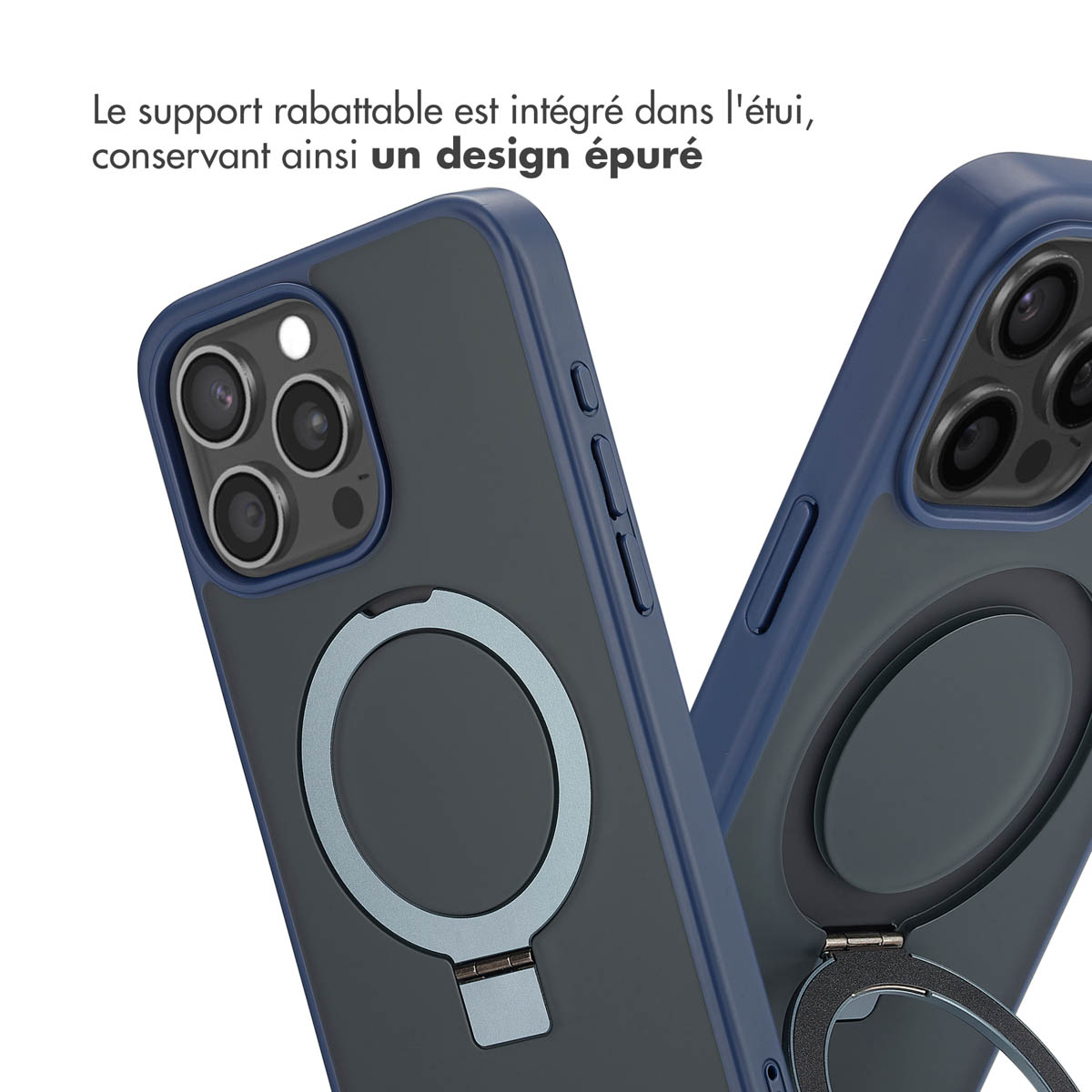 Accezz Ring Stand Backcover met MagSafe Apple iPhone 15 Pro Max - Blauw - Afbeelding 9