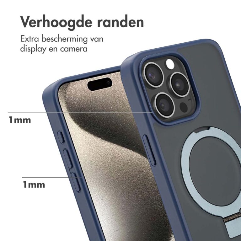 Accezz Ring Stand Backcover met MagSafe Apple iPhone 15 Pro Max - Blue - Afbeelding 6