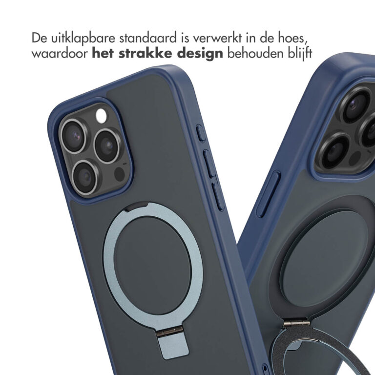 Accezz Ring Stand Backcover met MagSafe Apple iPhone 15 Pro Max - Blue - Afbeelding 5