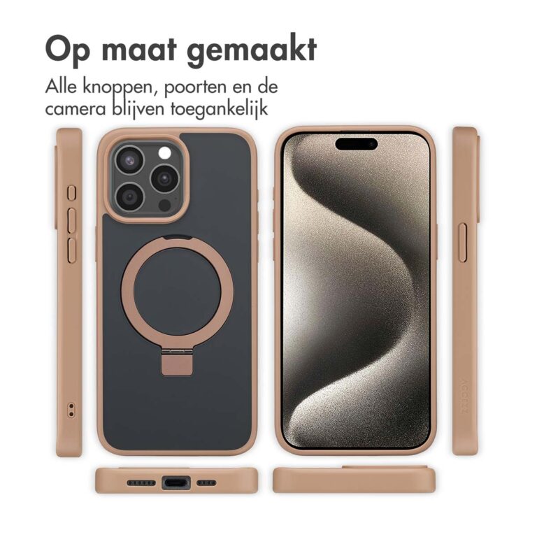 Accezz Ring Stand Backcover met MagSafe Apple iPhone 15 Pro Max - Brown - Afbeelding 8