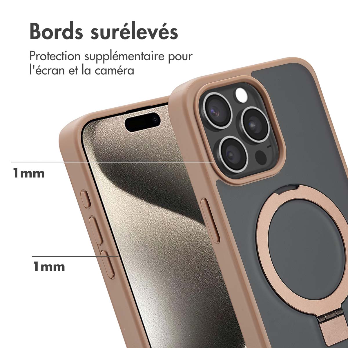 Accezz Ring Stand Backcover met MagSafe Apple iPhone 15 Pro Max - Bruin - Afbeelding 10