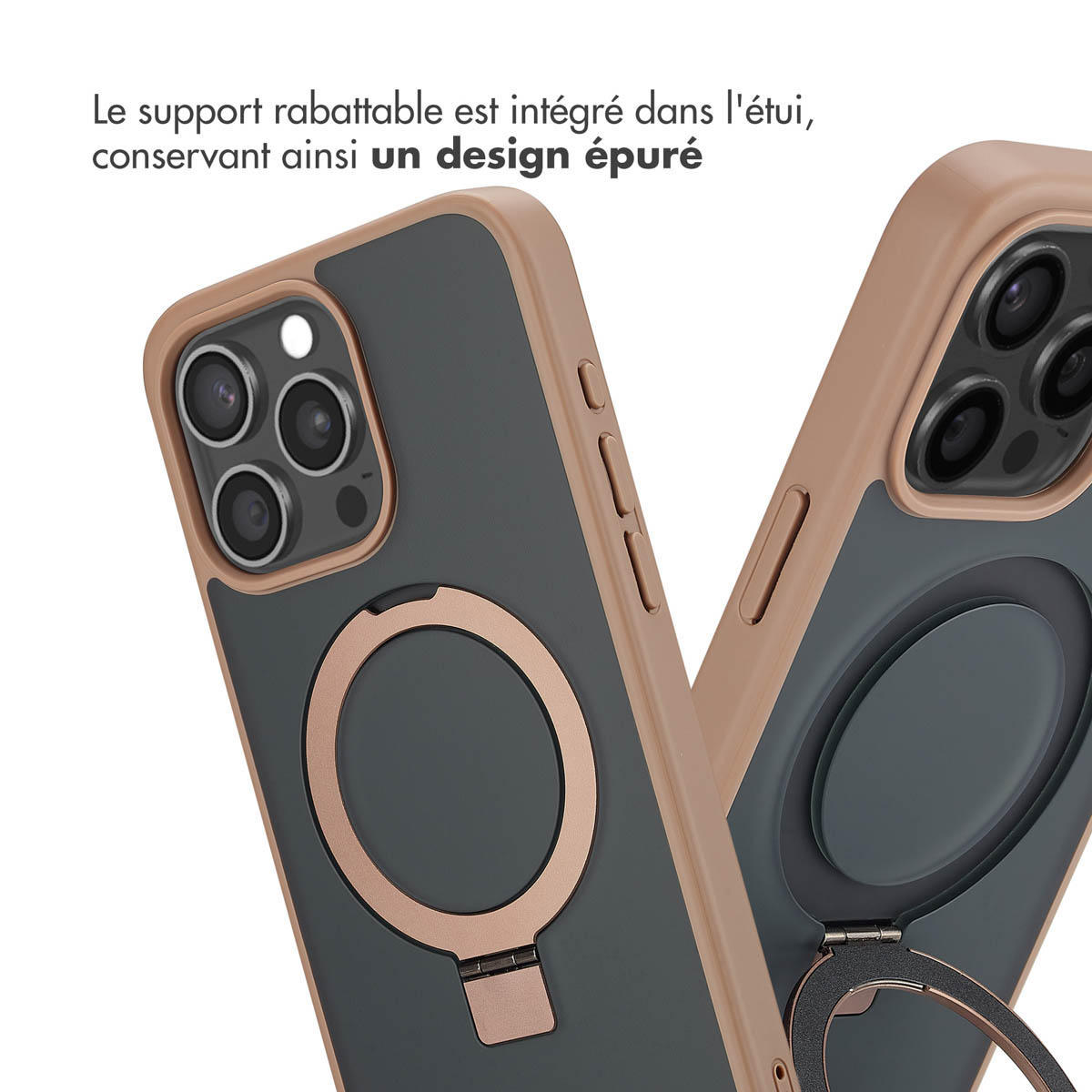 Accezz Ring Stand Backcover met MagSafe Apple iPhone 15 Pro Max - Bruin - Afbeelding 9