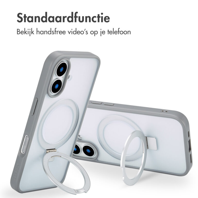 Accezz Ring Stand Backcover met MagSafe Apple iPhone 16 - Grey - Afbeelding 10