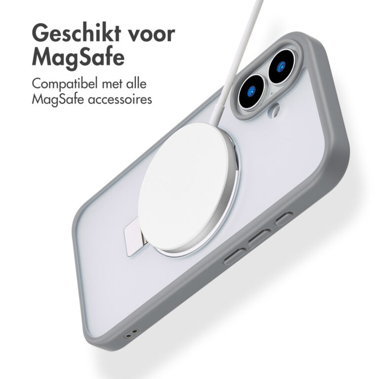Accezz Ring Stand Backcover met MagSafe Apple iPhone 16 - Grey - Afbeelding 7