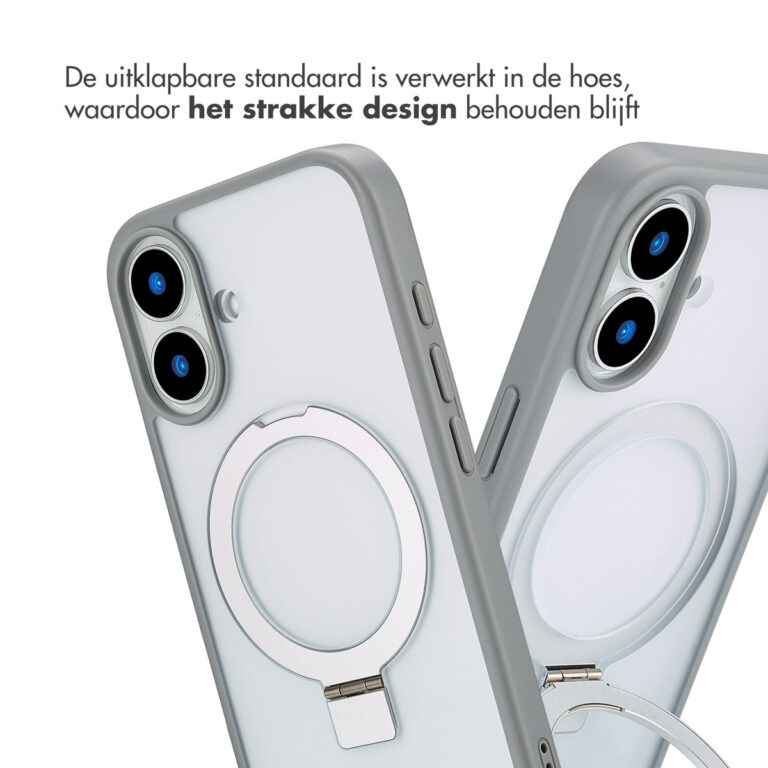 Accezz Ring Stand Backcover met MagSafe Apple iPhone 16 - Grey - Afbeelding 5