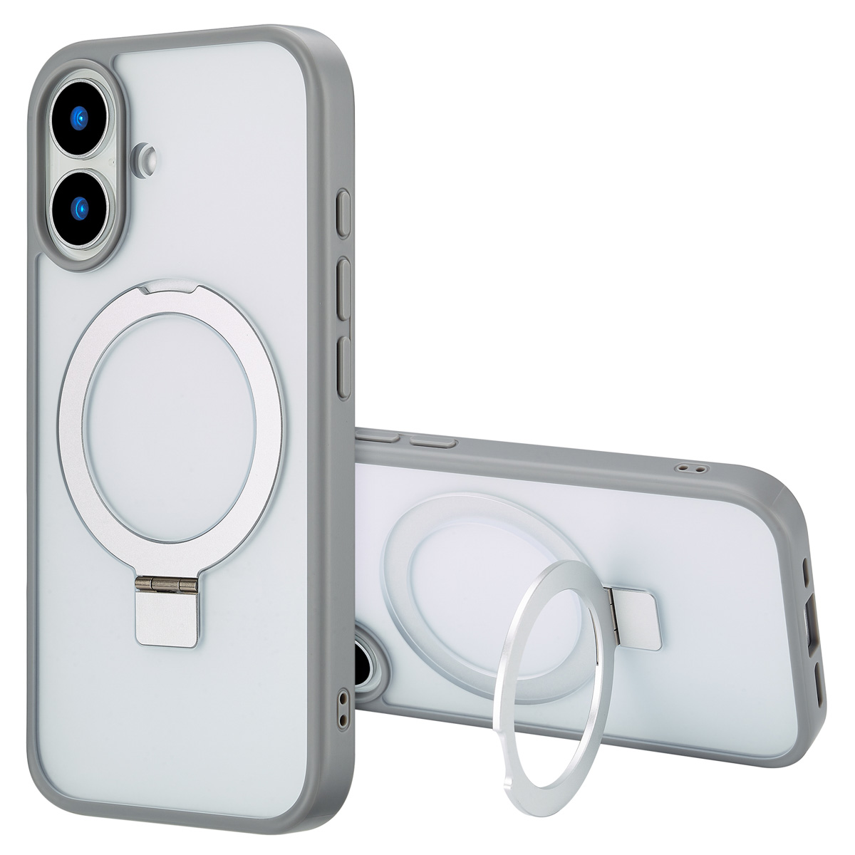 Accezz Ring Stand Backcover met MagSafe Apple iPhone 16 - Grijs