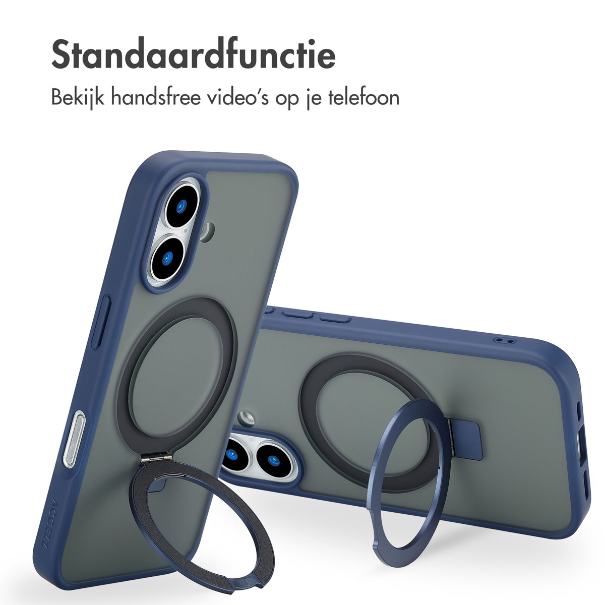 Accezz Ring Stand Backcover met MagSafe Apple iPhone 16 - Blauw - Afbeelding 10