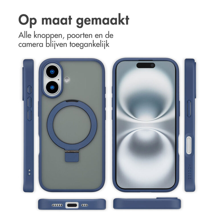 Accezz Ring Stand Backcover met MagSafe Apple iPhone 16 - Blue - Afbeelding 8