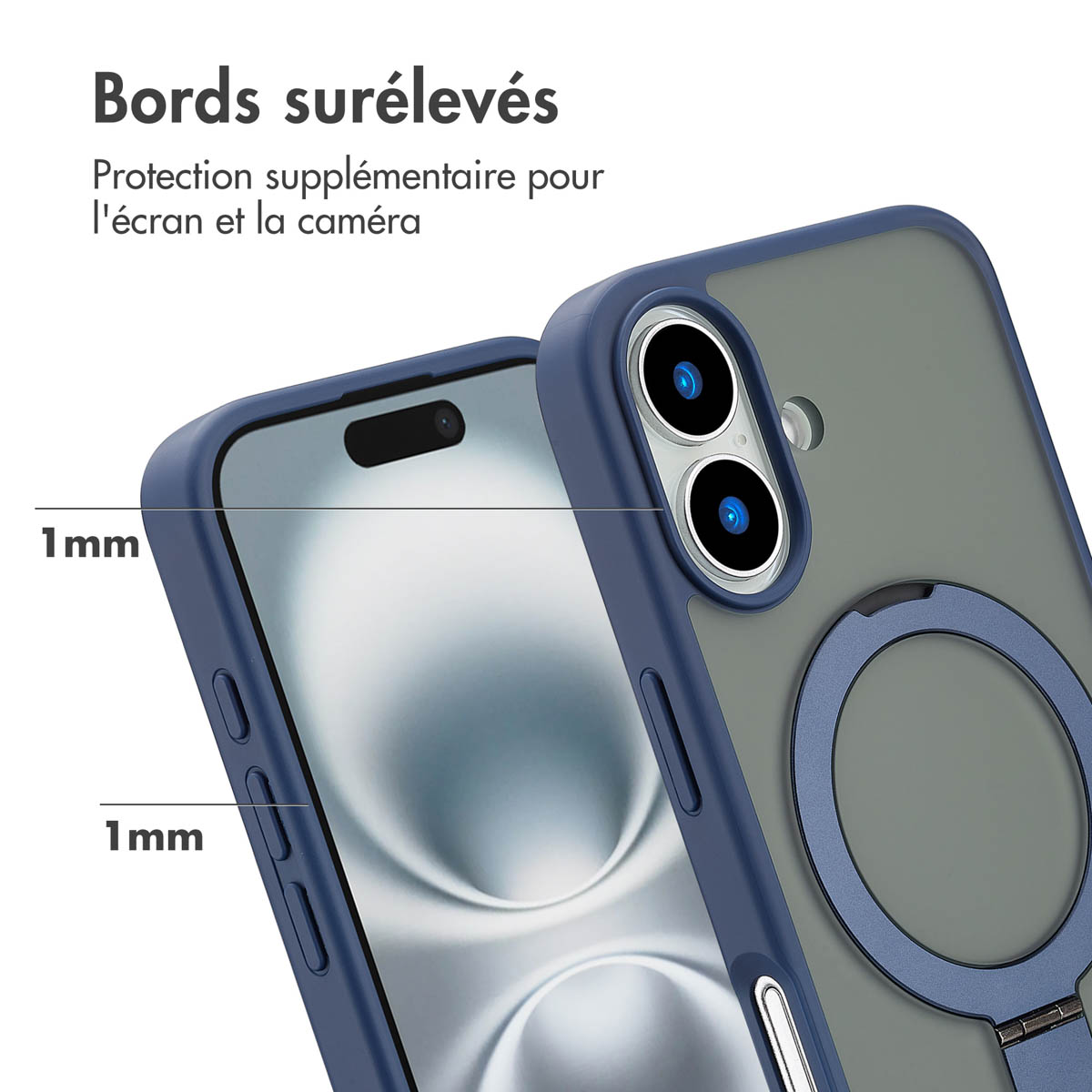 Accezz Ring Stand Backcover met MagSafe Apple iPhone 16 - Blauw - Afbeelding 10