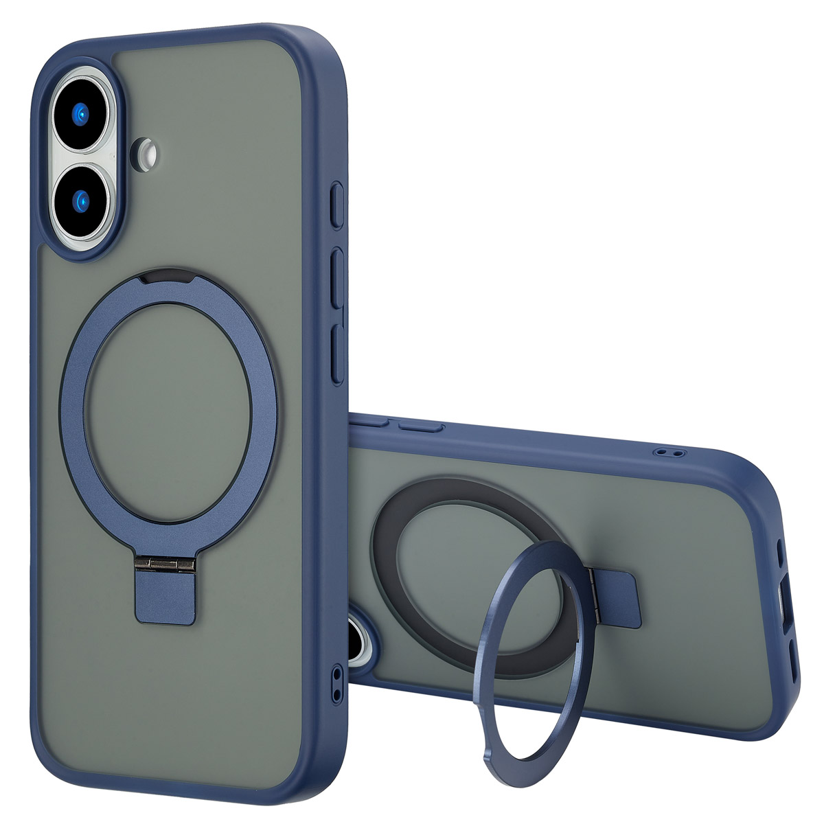 Accezz Ring Stand Backcover met MagSafe Apple iPhone 16 - Blauw