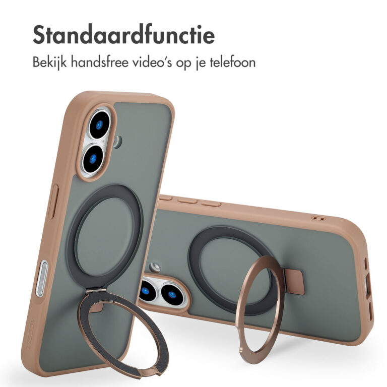 Accezz Ring Stand Backcover met MagSafe Apple iPhone 16 - Brown - Afbeelding 10