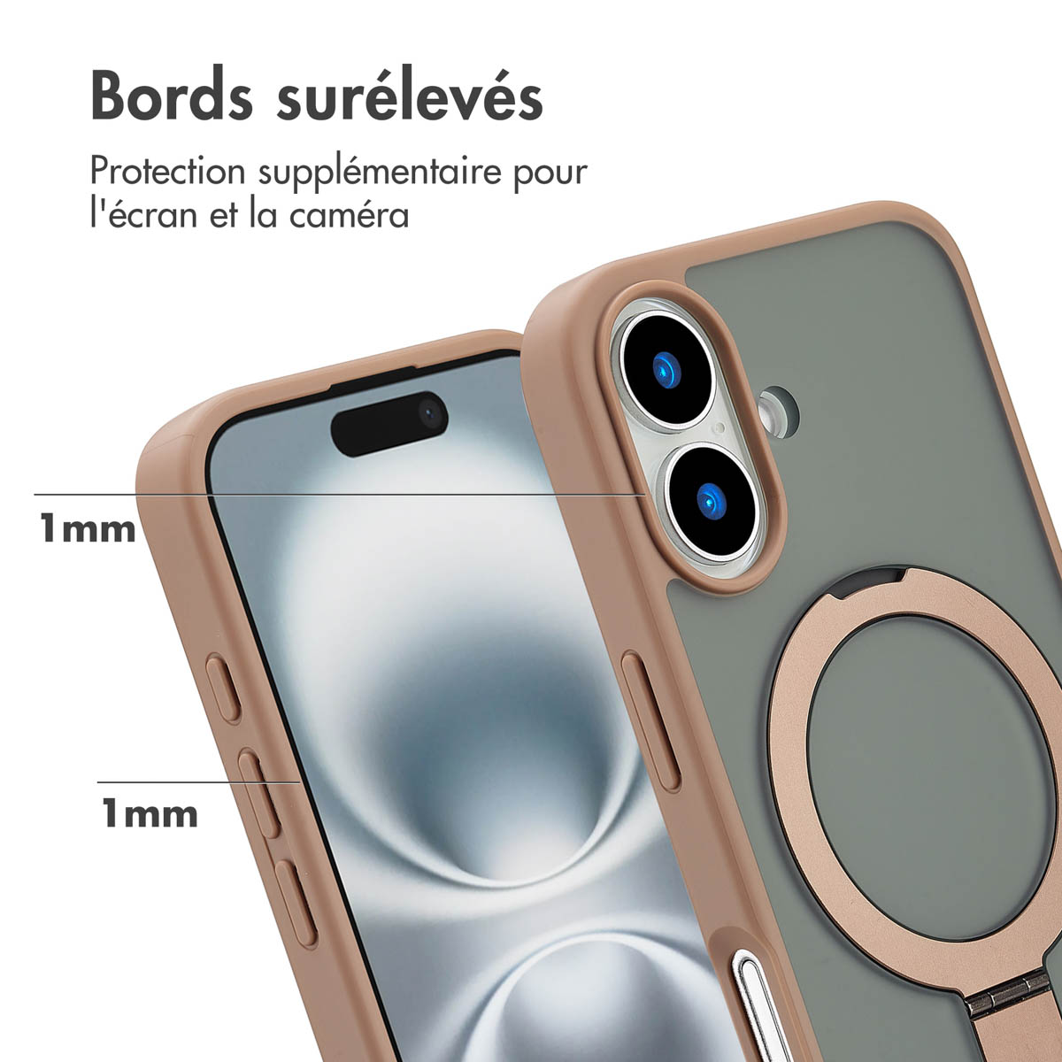 Accezz Ring Stand Backcover met MagSafe Apple iPhone 16 - Bruin - Afbeelding 10