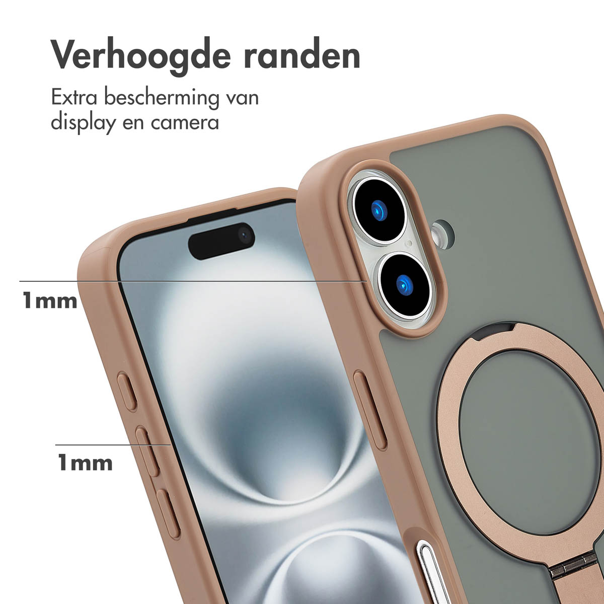 Accezz Ring Stand Backcover met MagSafe Apple iPhone 16 - Bruin - Afbeelding 6