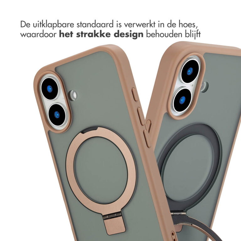 Accezz Ring Stand Backcover met MagSafe Apple iPhone 16 - Brown - Afbeelding 5