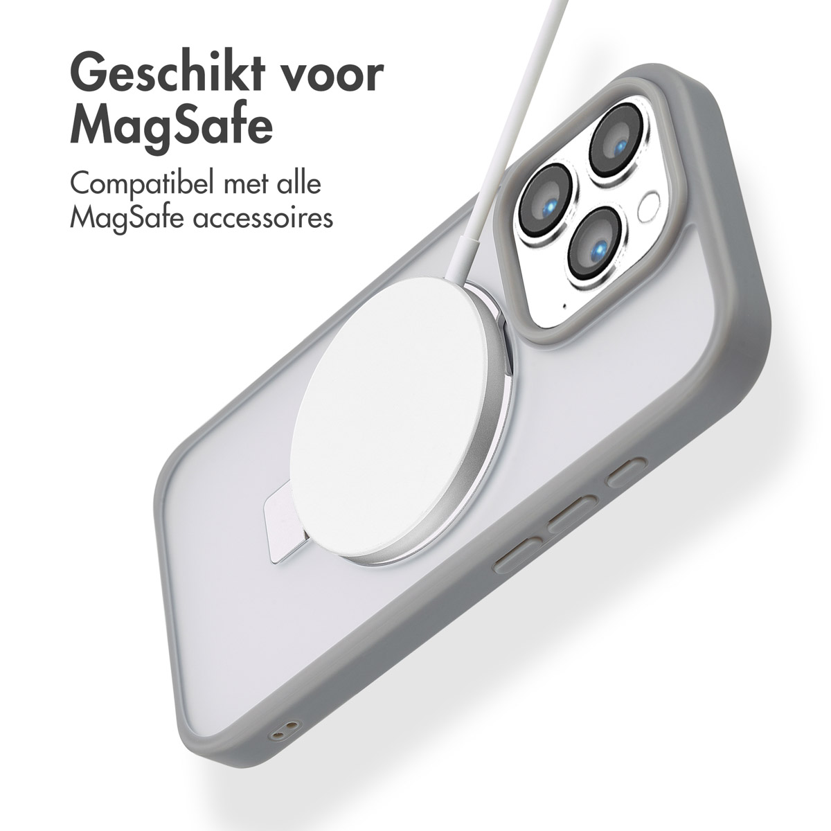 Accezz Ring Stand Backcover met MagSafe Apple iPhone 16 Pro - Grijs - Afbeelding 4