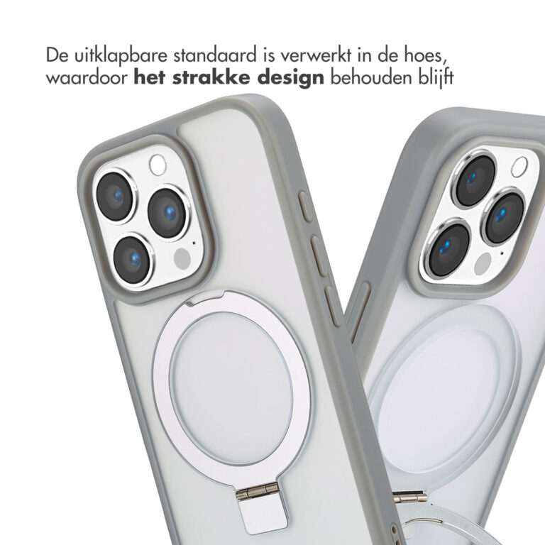 Accezz Ring Stand Backcover met MagSafe Apple iPhone 16 Pro - Grey - Afbeelding 5