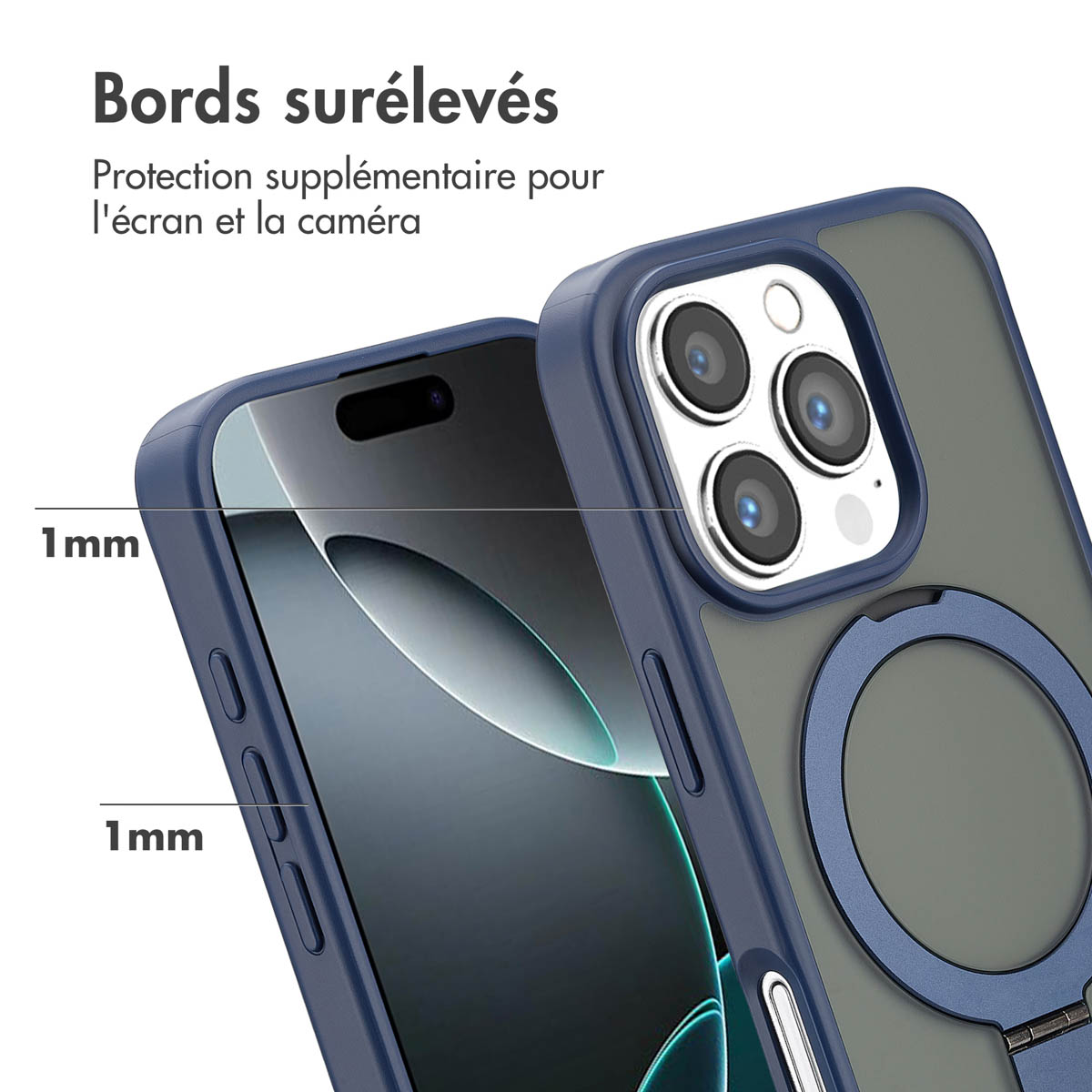 Accezz Ring Stand Backcover met MagSafe Apple iPhone 16 Pro - Blauw - Afbeelding 10