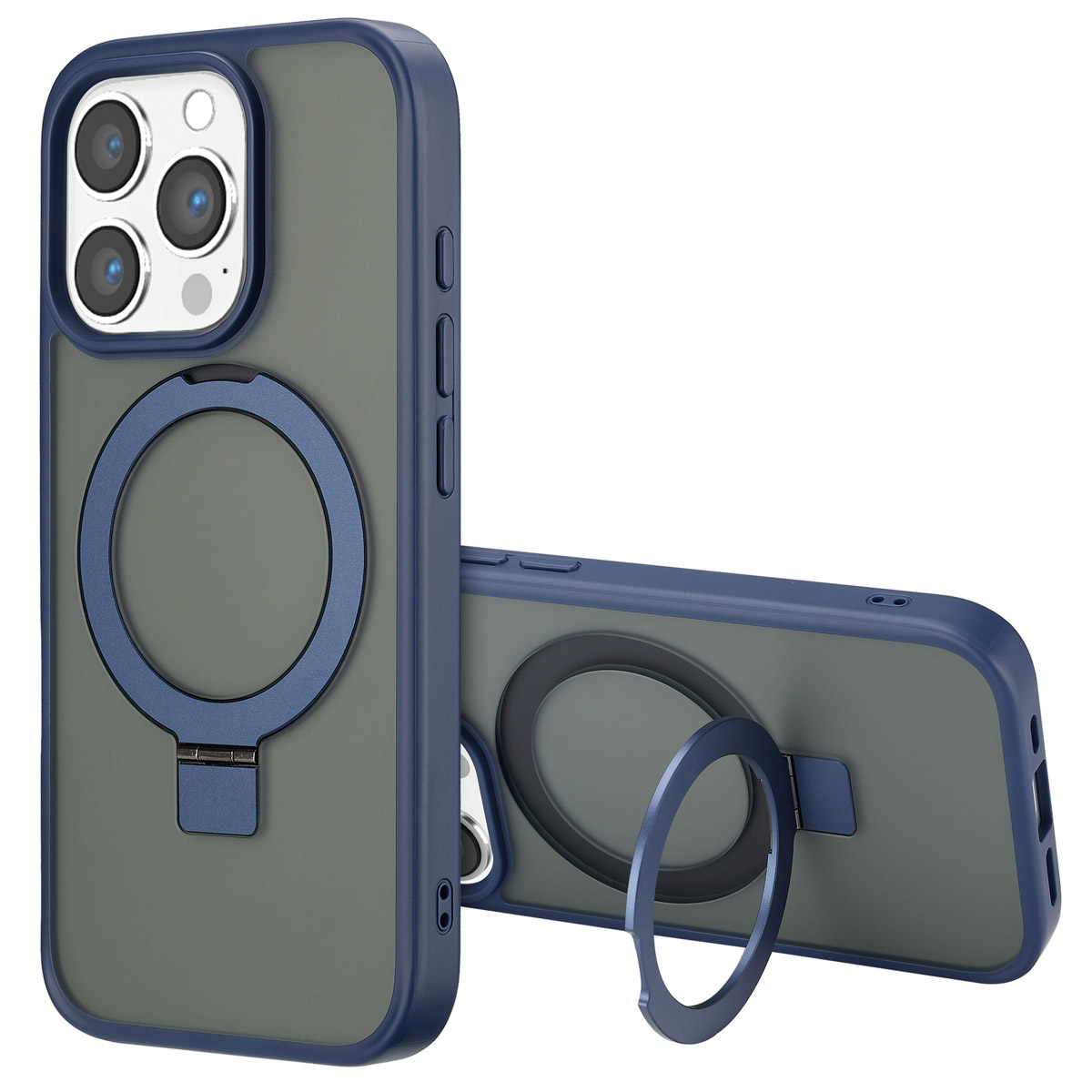 Accezz Ring Stand Backcover met MagSafe Apple iPhone 16 Pro – Blauw