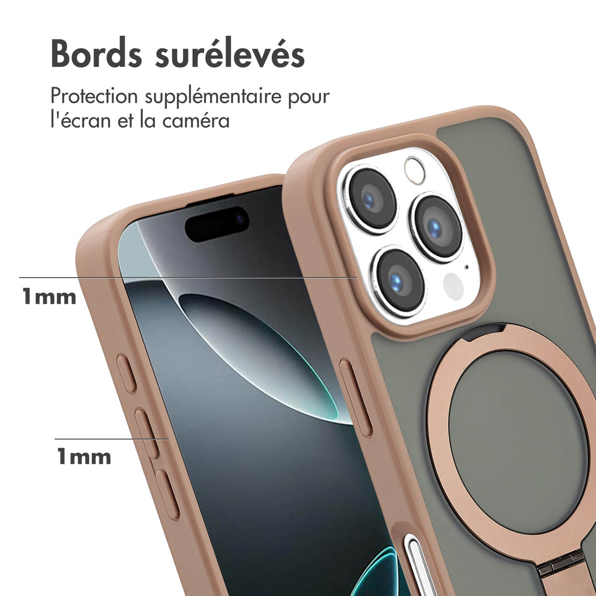 Accezz Ring Stand Backcover met MagSafe Apple iPhone 16 Pro - Bruin - Afbeelding 10