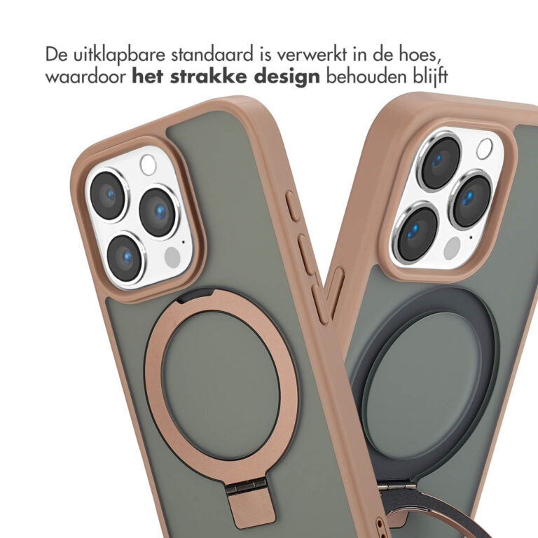 Accezz Ring Stand Backcover met MagSafe Apple iPhone 16 Pro - Brown - Afbeelding 5
