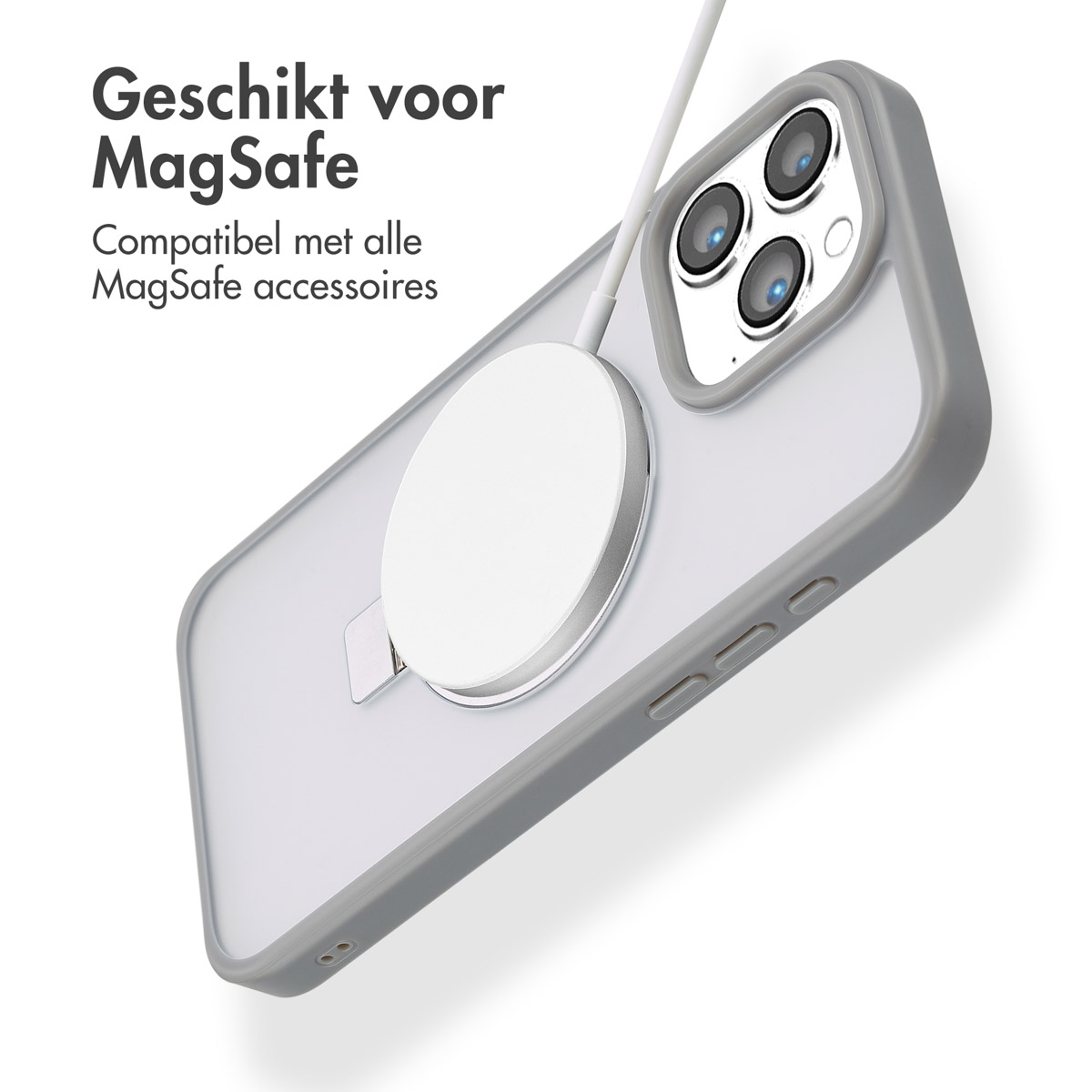 Accezz Ring Stand Backcover met MagSafe Apple iPhone 16 Pro Max - Grijs - Afbeelding 4