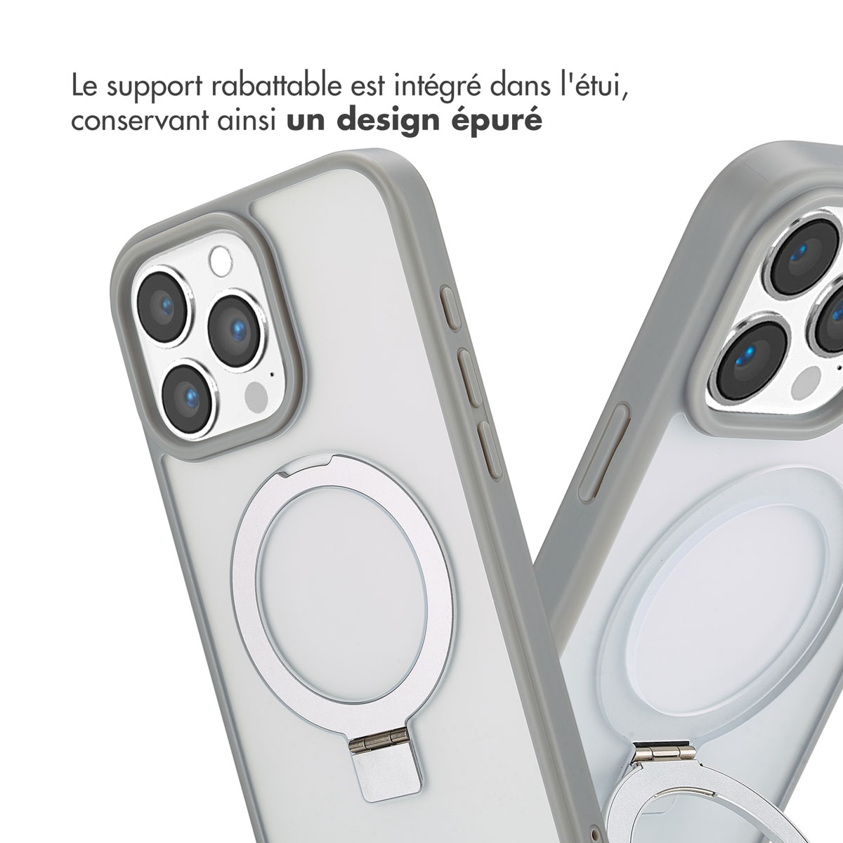 Accezz Ring Stand Backcover met MagSafe Apple iPhone 16 Pro Max - Grijs - Afbeelding 9