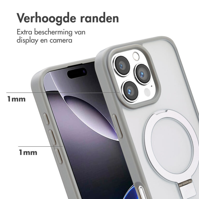 Accezz Ring Stand Backcover met MagSafe Apple iPhone 16 Pro Max - Grey - Afbeelding 6