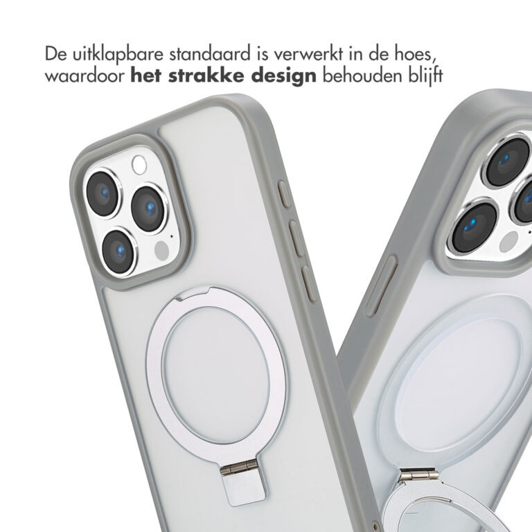 Accezz Ring Stand Backcover met MagSafe Apple iPhone 16 Pro Max - Grey - Afbeelding 5