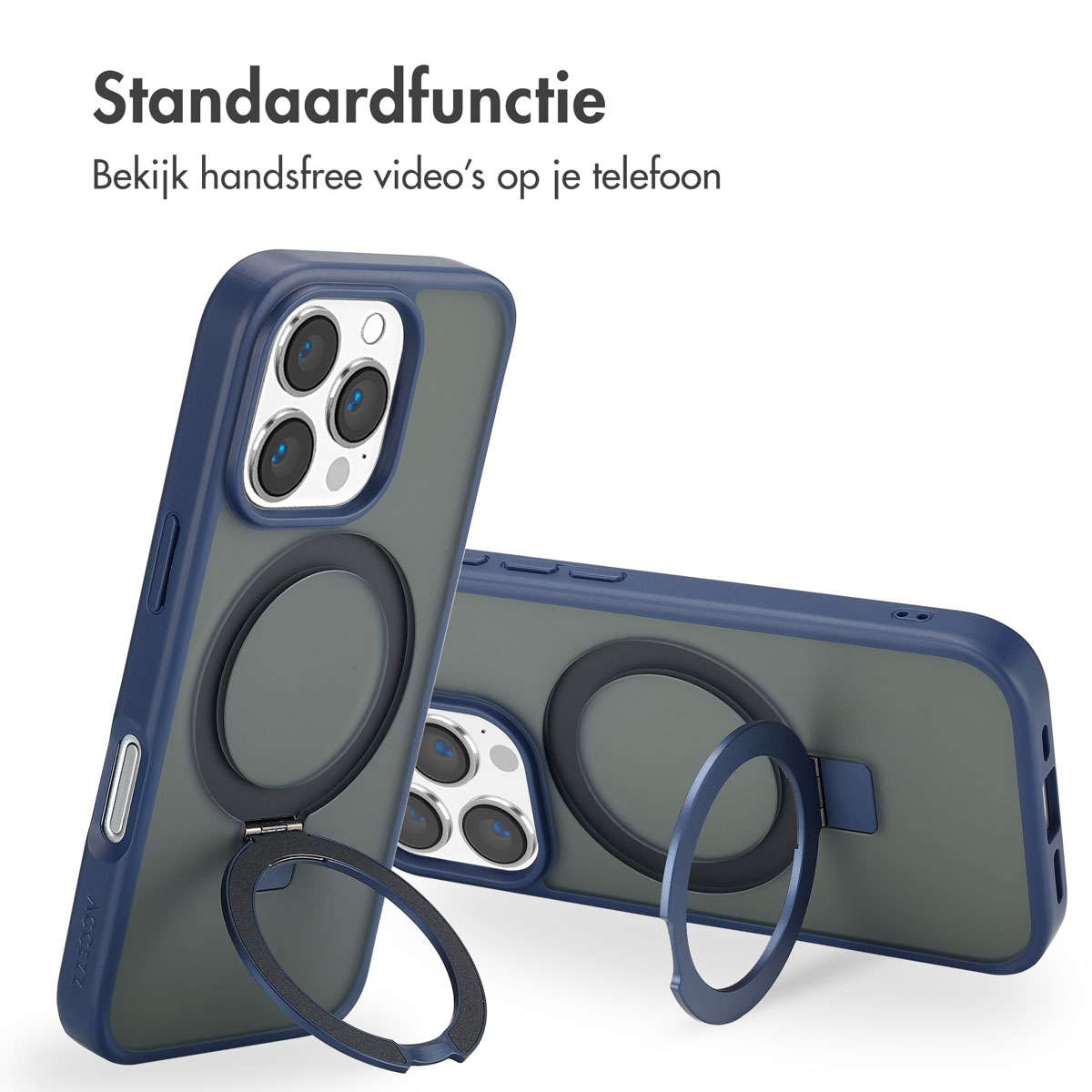 Accezz Ring Stand Backcover met MagSafe Apple iPhone 16 Pro Max - Blauw - Afbeelding 7