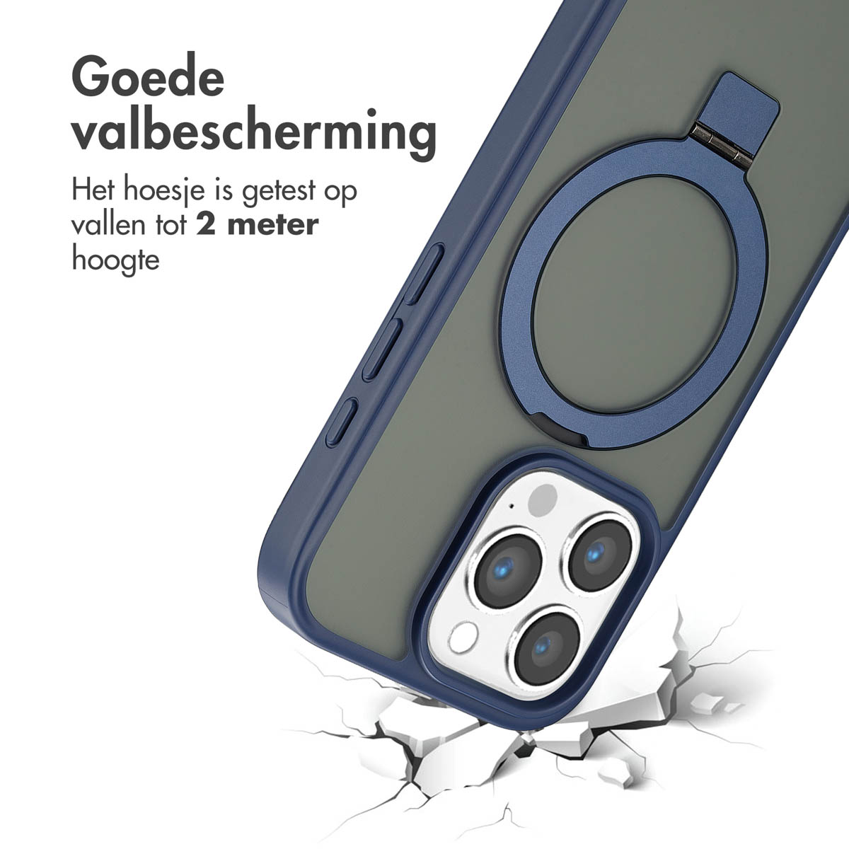 Accezz Ring Stand Backcover met MagSafe Apple iPhone 16 Pro Max - Blauw - Afbeelding 6