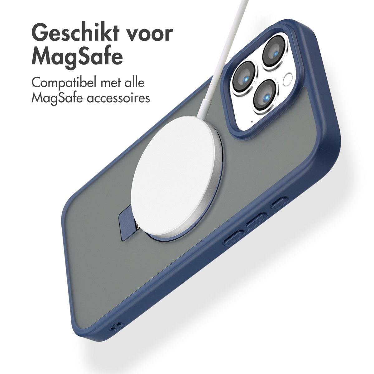 Accezz Ring Stand Backcover met MagSafe Apple iPhone 16 Pro Max - Blauw - Afbeelding 4