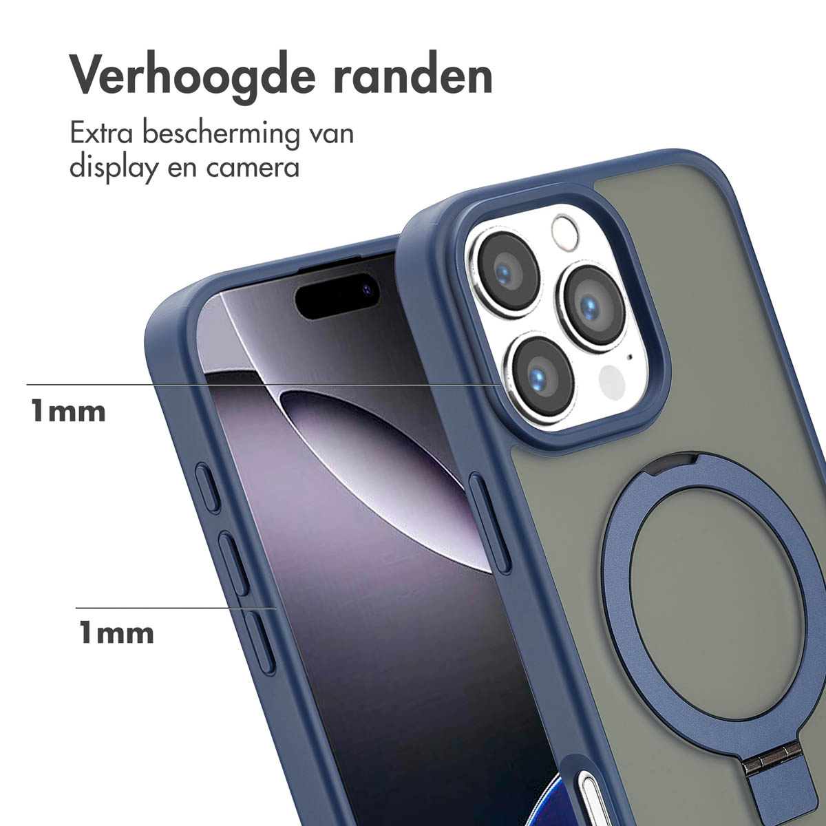 Accezz Ring Stand Backcover met MagSafe Apple iPhone 16 Pro Max - Blauw - Afbeelding 3