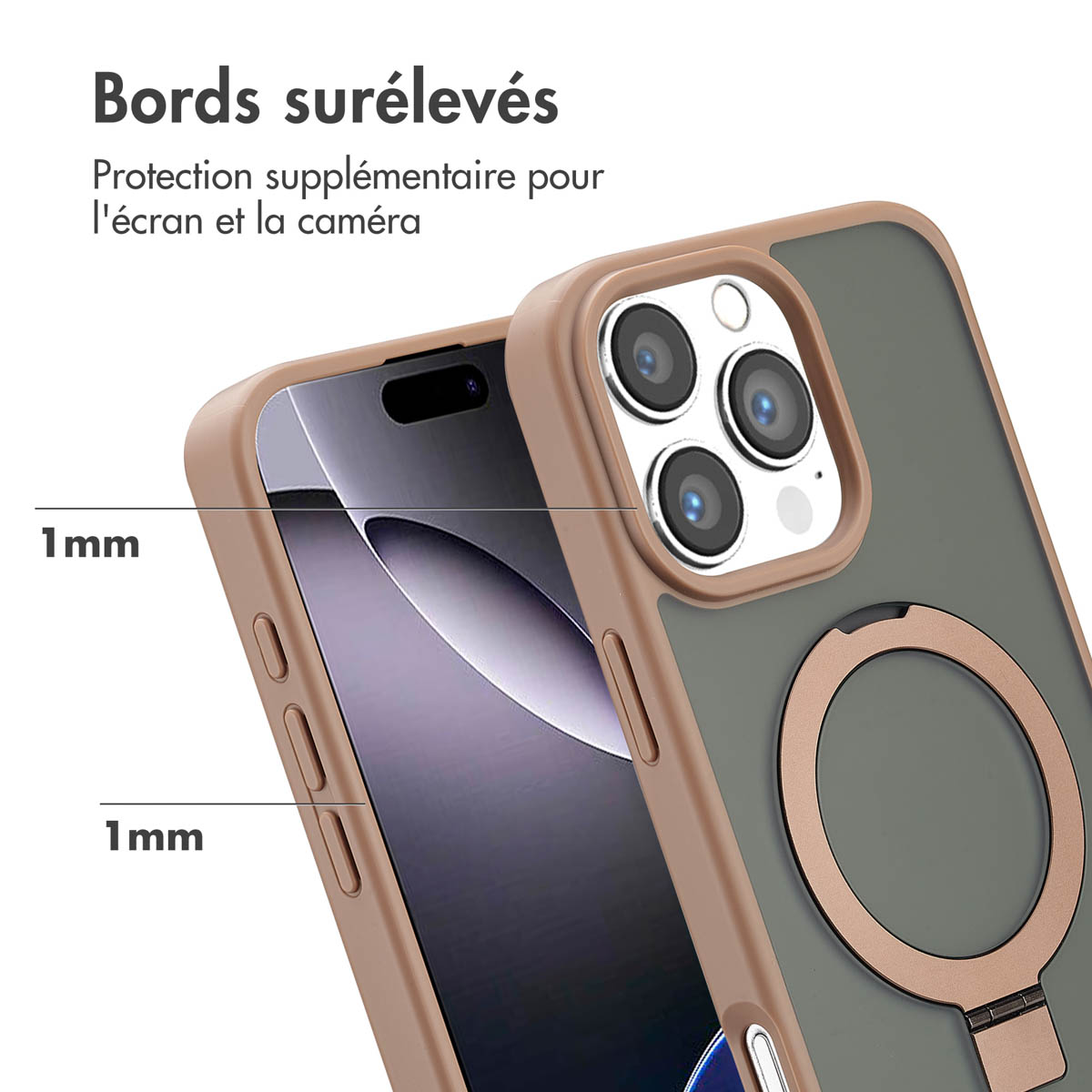 Accezz Ring Stand Backcover met MagSafe Apple iPhone 16 Pro Max - Bruin - Afbeelding 10