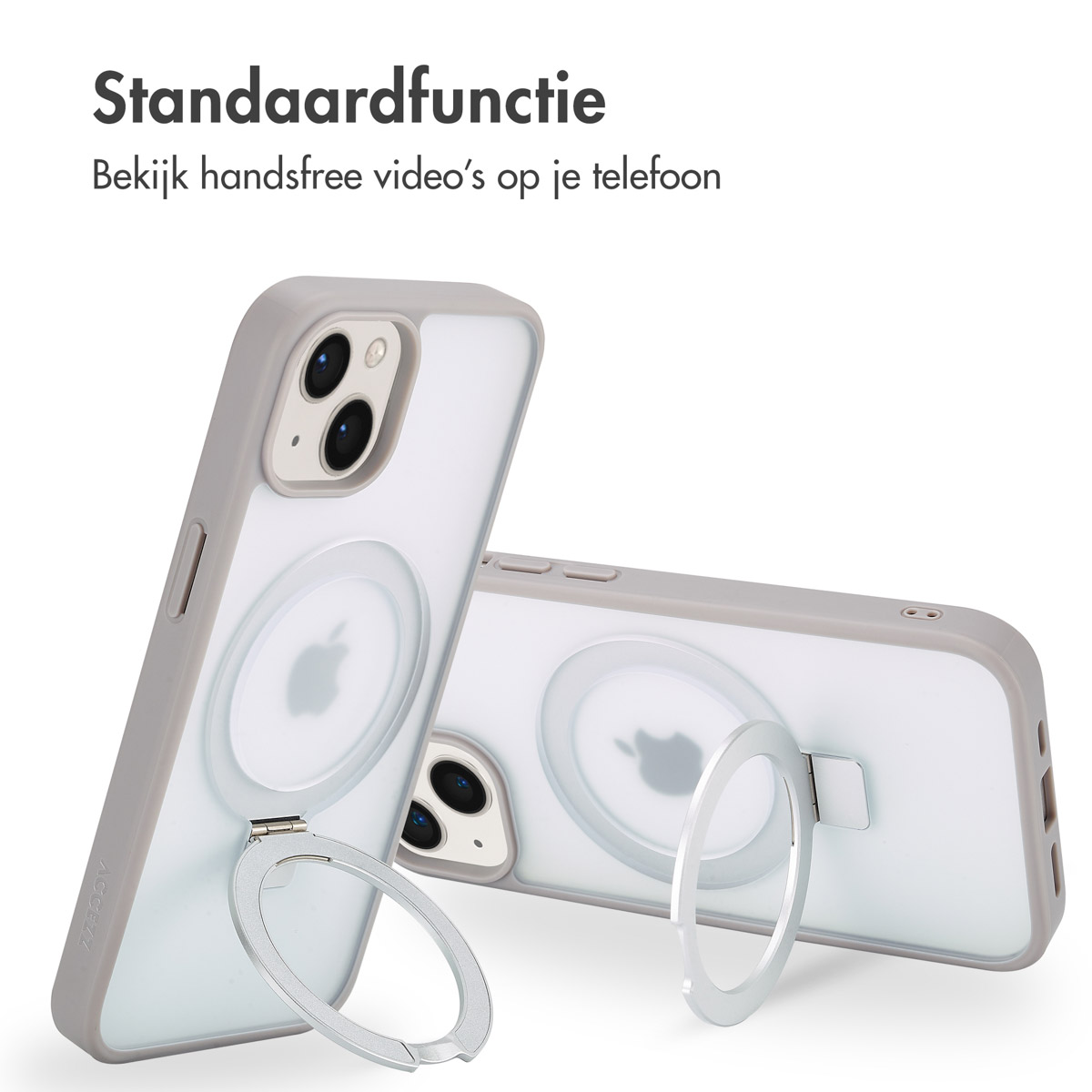 Accezz Ring Stand Backcover met MagSafe Apple iPhone 13 - Grijs - Afbeelding 10