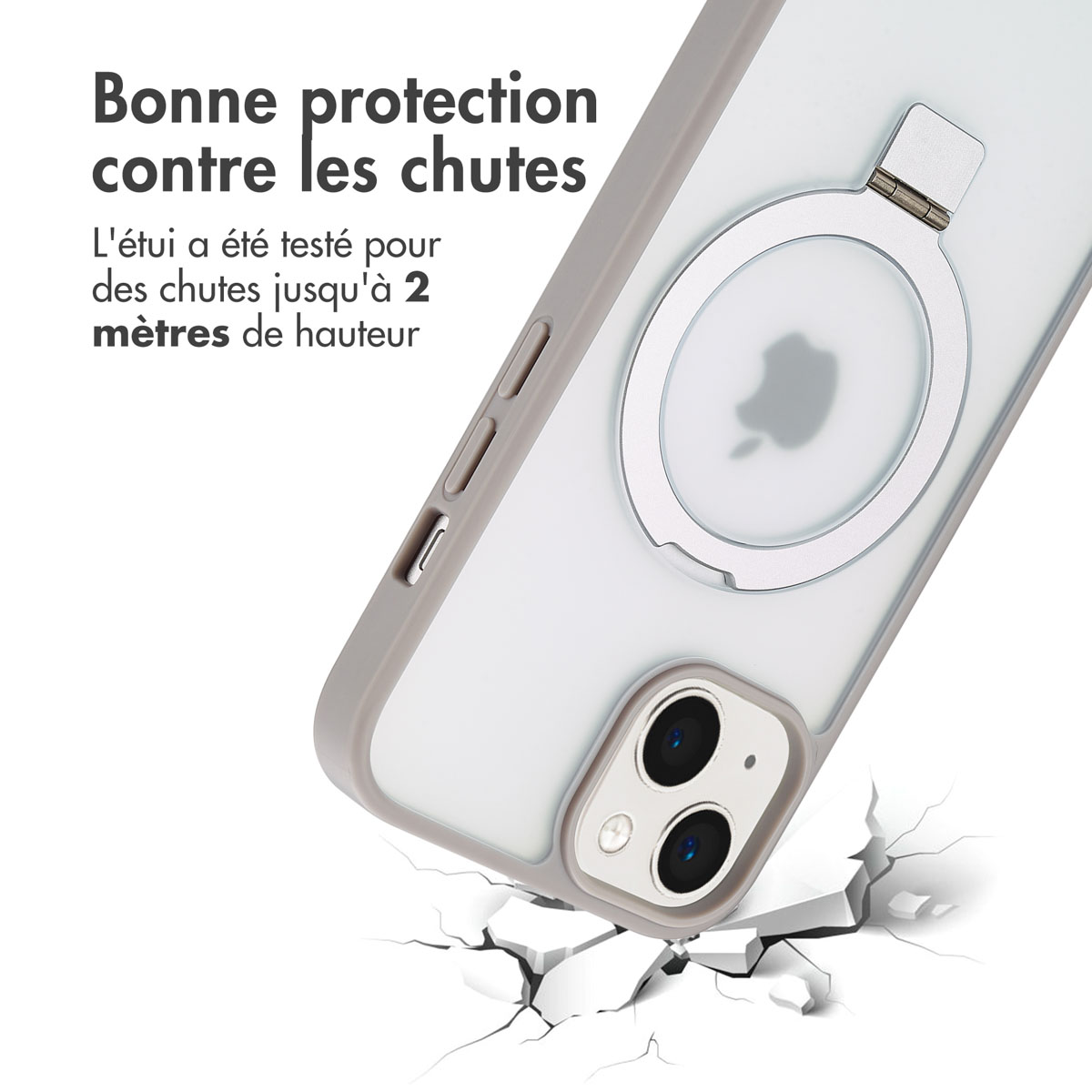 Accezz Ring Stand Backcover met MagSafe Apple iPhone 13 - Grijs - Afbeelding 10