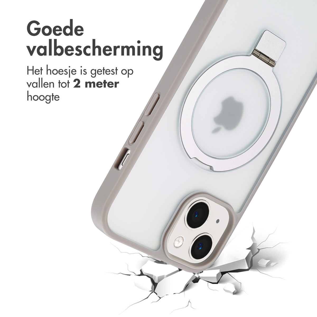 Accezz Ring Stand Backcover met MagSafe Apple iPhone 13 - Grijs - Afbeelding 9