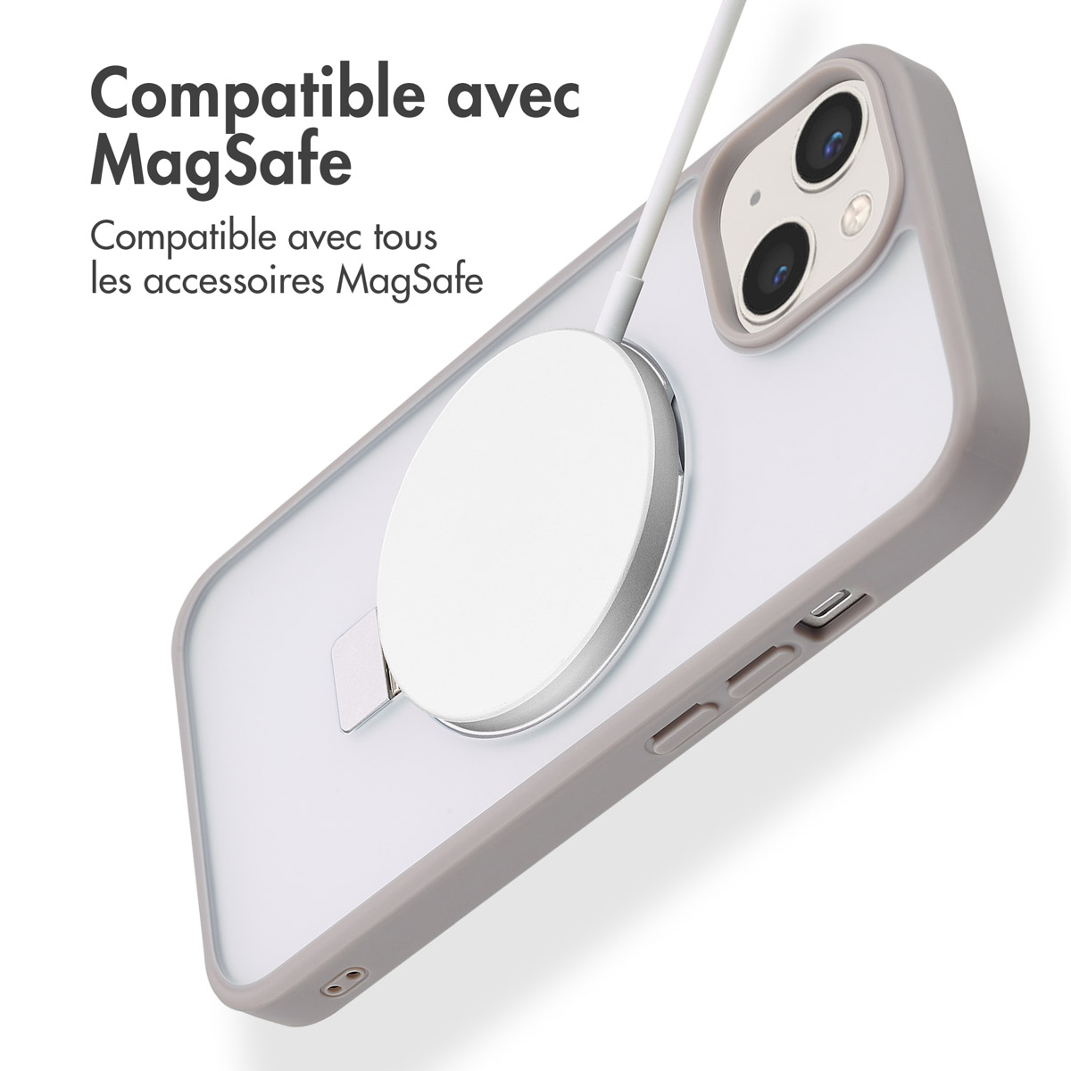 Accezz Ring Stand Backcover met MagSafe Apple iPhone 13 - Grijs - Afbeelding 6