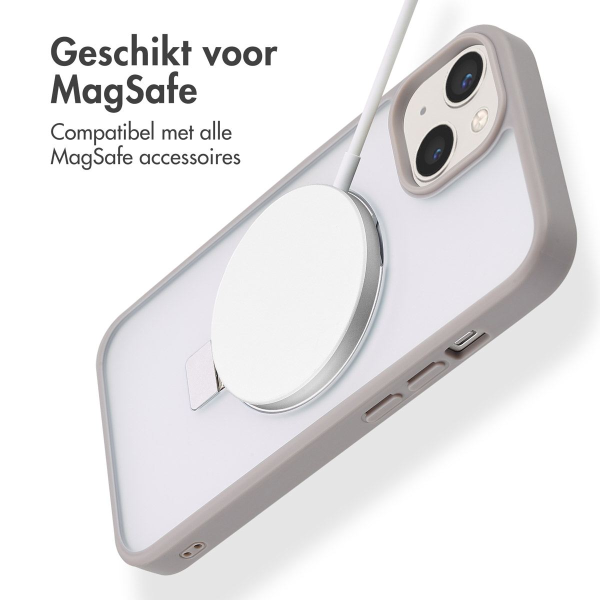 Accezz Ring Stand Backcover met MagSafe Apple iPhone 13 - Grijs - Afbeelding 7