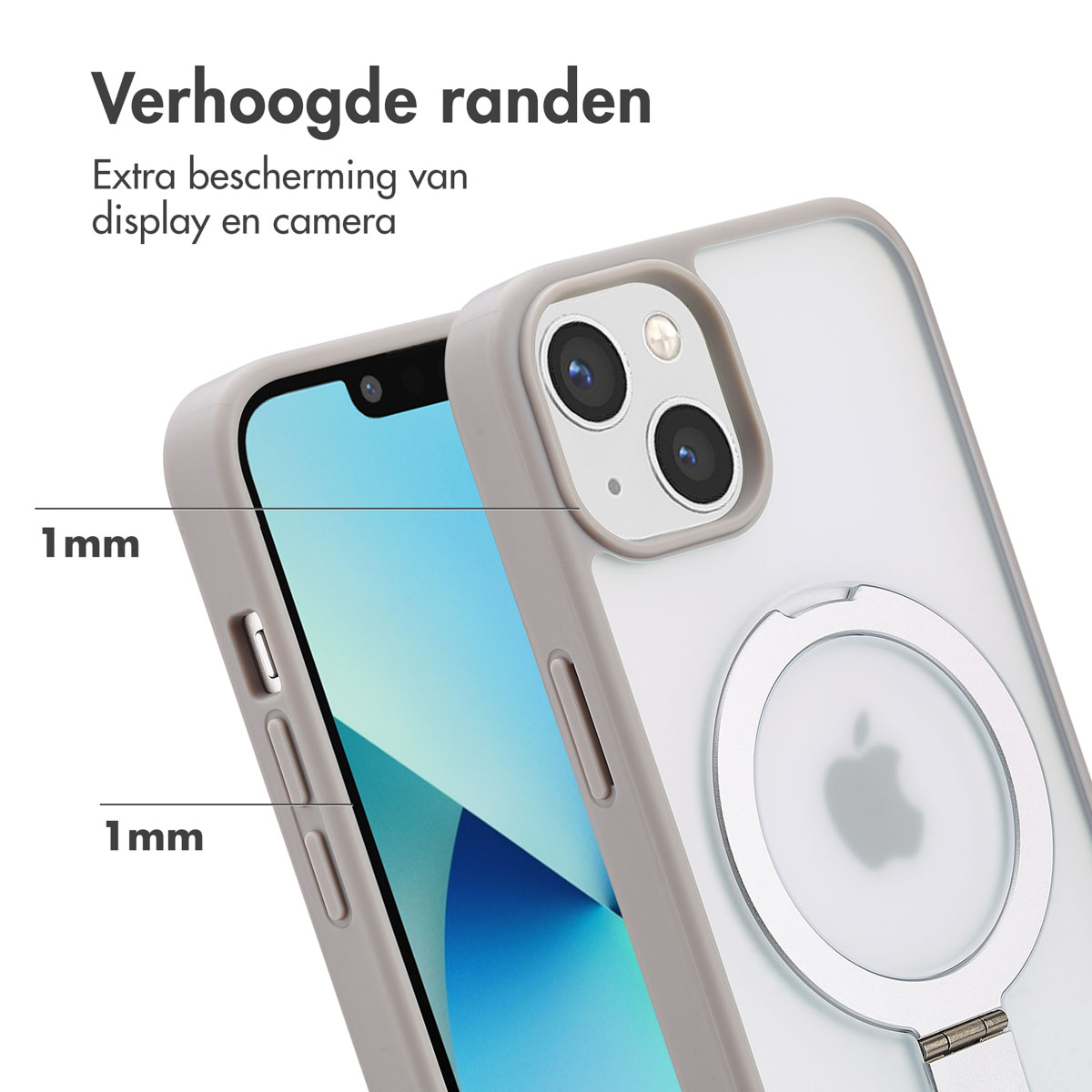 Accezz Ring Stand Backcover met MagSafe Apple iPhone 13 - Grijs - Afbeelding 6