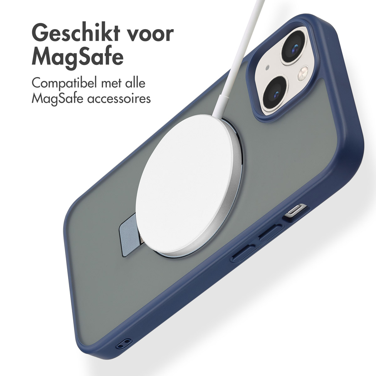 Accezz Ring Stand Backcover met MagSafe Apple iPhone 13 - Blauw - Afbeelding 7