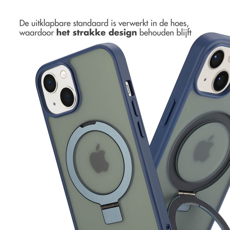 Accezz Ring Stand Backcover met MagSafe Apple iPhone 13 - Blue - Afbeelding 5